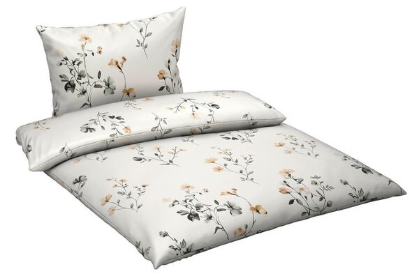 OBOJESTRANSKA POSTELJNINA Mavie 140/200 cm saten naravne barve