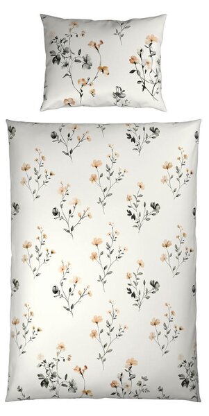 OBOJESTRANSKA POSTELJNINA Mavie 140/200 cm saten naravne barve
