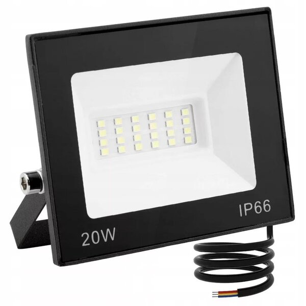 LED 20W reflektor črn flat 6500K IP66