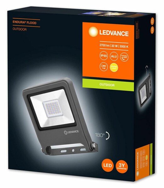 Ledvance LED reflektor zunanji 30W črn IP65 3000K