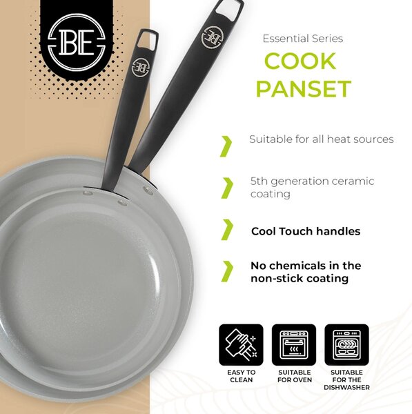 BE Living Set 2 ponev Essential Black 24-28 cm