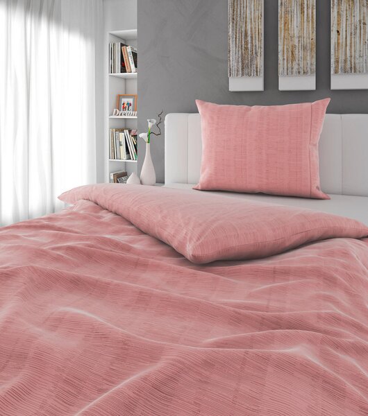 POSTELJNINA Mavie 140/200 cm saten srebrne barve, pink