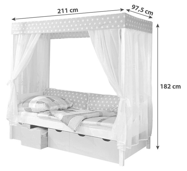 POSTELJA Z BALDAHINOM 90 cm x 200 cm , les bela, bež