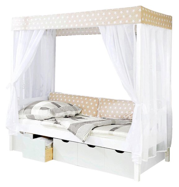 POSTELJA Z BALDAHINOM 90 cm x 200 cm , les bela, bež