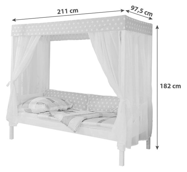 POSTELJA Z BALDAHINOM 90 cm x 200 cm , les bela, bež