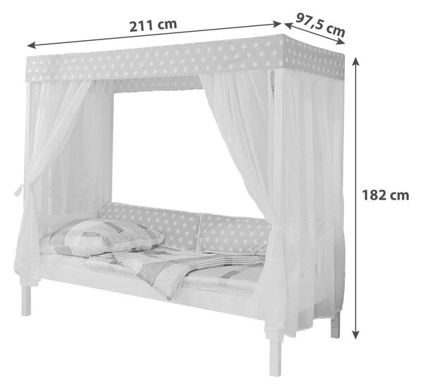 POSTELJA Z BALDAHINOM 90 cm x 200 cm , les bela, bež