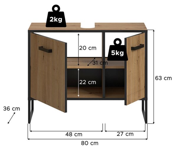 OMARICA ZA POD UMIVALNIK 80/63/36 cm