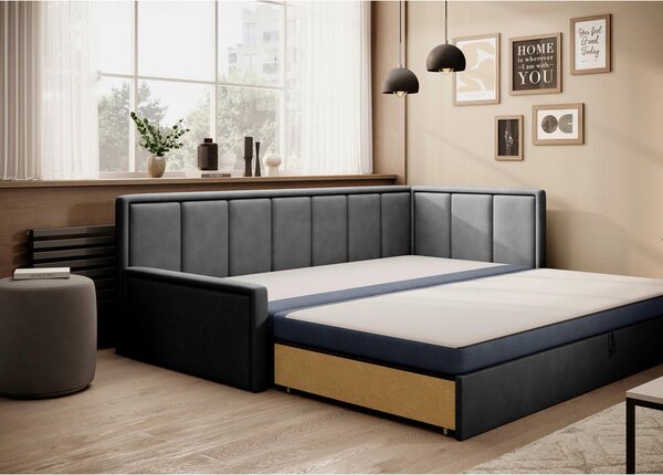 TROSED, antracit, modra tekstil