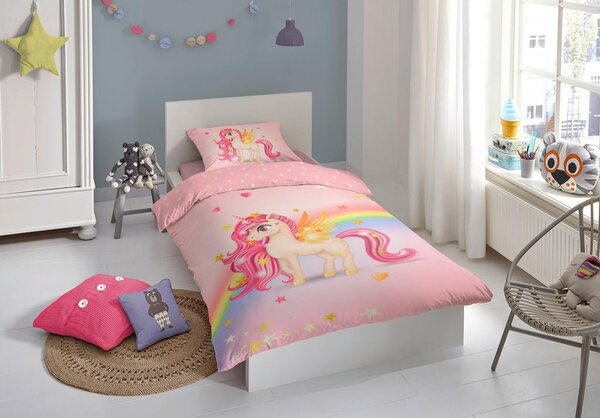 OTROŠKA POSTELJNINA LITTLE 140/200 cm renforcé večbarvno, pink