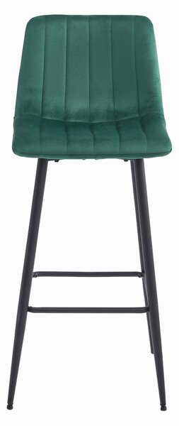 Barski stol POZZA VELVET s črnimi nogami, temno zelena