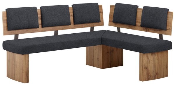 KOTNA GARNITURA, velurno antracit, barve hrasta