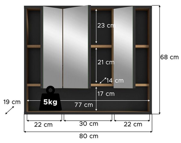 OMARA Z OGLEDALOM 80/68/19 cm