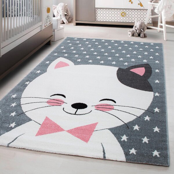 OTROŠKA PREPROGA Kids 550 120/170 cm tkano siva, bela, pink