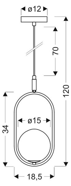 VISEČA SVETILKA 18,5/15/120 cm G9