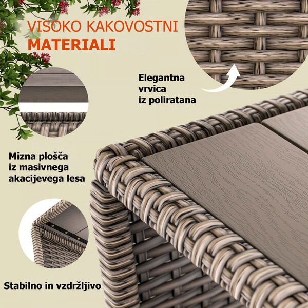 Poliratan stranska mizica ROCCO, 40x45x45cm, kremna Casaria