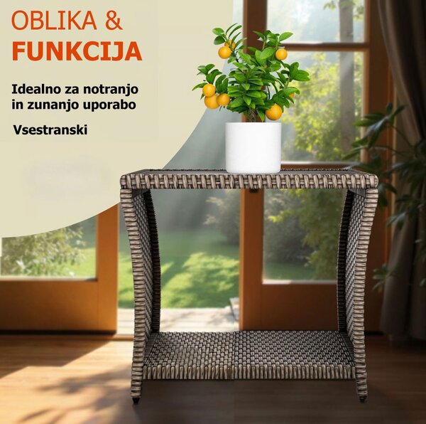 Poliratan stranska mizica ROCCO, 40x45x45cm, kremna Casaria