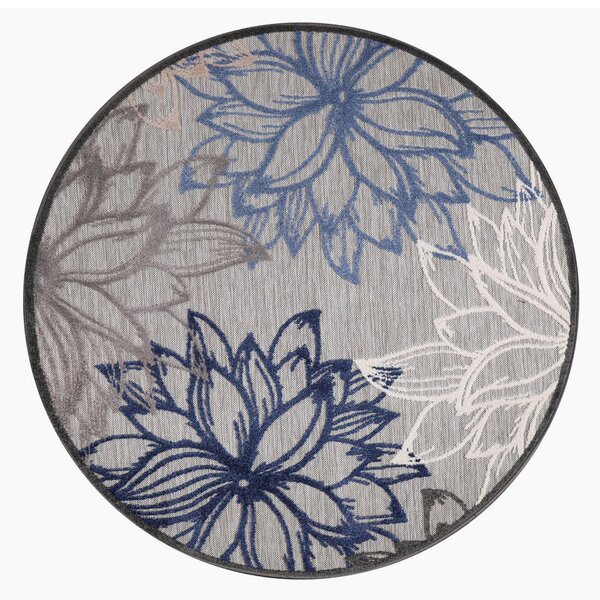 PREPROGA ZA ZUNANJO UPORABO Floral 120 cm tkano modra, siva, bela