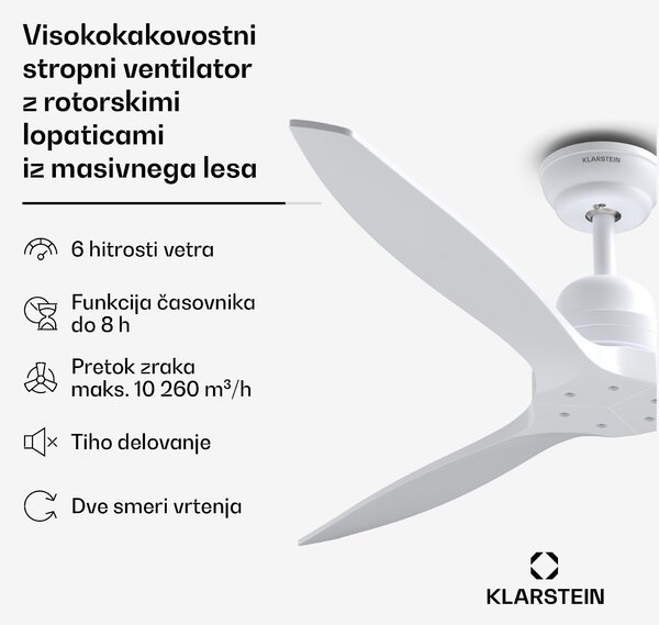 Klarstein Santa Elena Smart 52" stropni ventilator, 10260 m³/h, 6 nastavitev hitrosti, daljinski upravljalnik, Smart