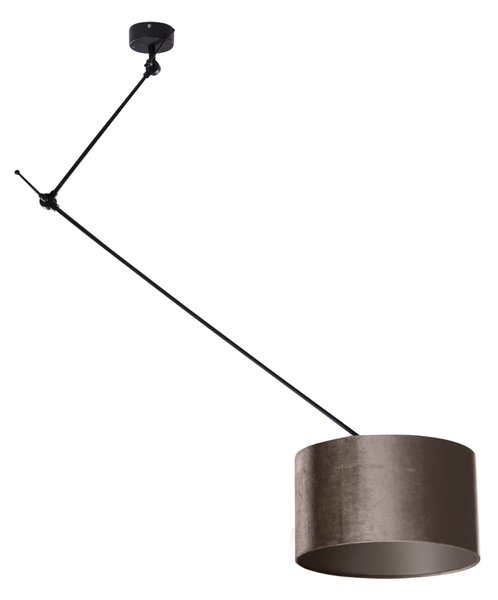 Viseča svetilka črna z žametnim senčilom taupe 35 cm - Blitz