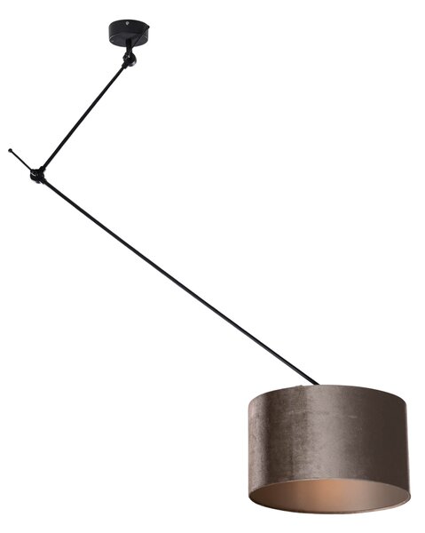 Viseča svetilka črna z žametnim senčilom taupe 35 cm - Blitz