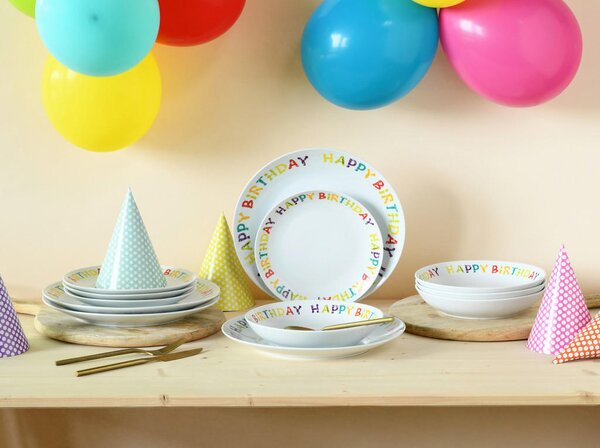 JEDILNI SERVIS Happy Birthday, Tellerset 12-tlg