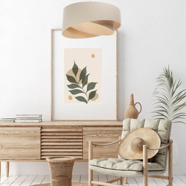 Maco Design Boho viseča luč, kremasta/bež, Ø 50 cm, višina 23 platno, zatemnjen, Bež, Dnevna soba / jedilnica, Tkanine / tekstil