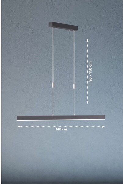 Črna LED zatemnitvena viseča svetilka Straight – Fischer & Honsel