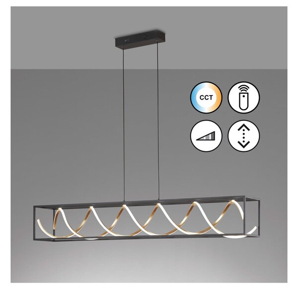 Črna LED viseča svetilka z daljinskim upravljalnikom/zatemnitvena Gil – Fischer & Honsel