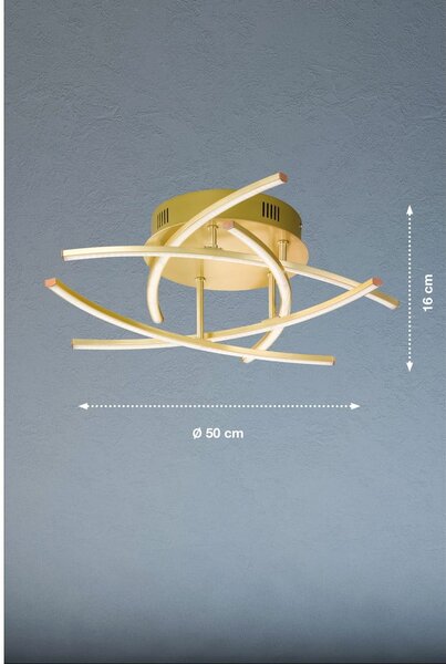 LED stropna svetilka z daljinskim upravljalnikom/zatemnitvena v zlati barvi Cross TW – Fischer & Honsel