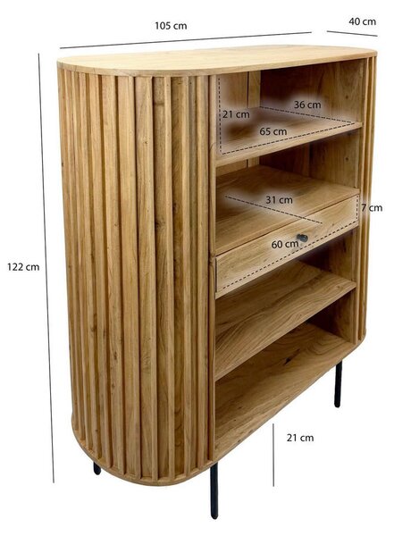 STOJEČ REGAL 105/122/40 cm barve akacije
