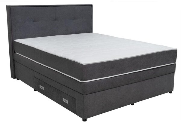 BOXSPRING POSTELJA 160 cm x 200 cm , les, tekstil, leseni material temno siva