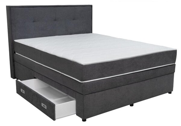 BOXSPRING POSTELJA 160 cm x 200 cm , les, tekstil, leseni material temno siva