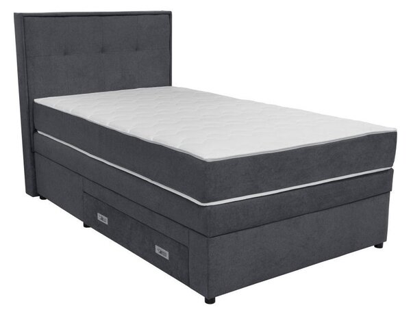 POSTELJA BOXSPRING 90 cm x 200 cm , les, tekstil, leseni material temno siva