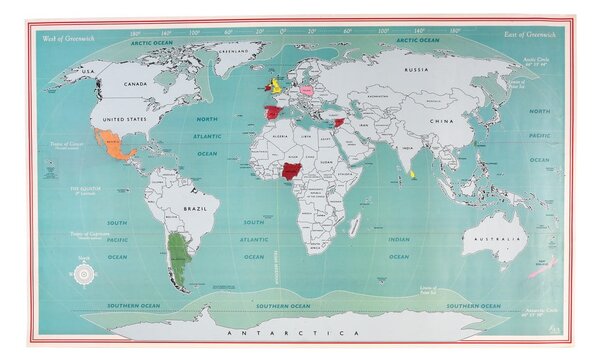 Zemljevid za označevanje potovanj 87x52 cm World Map – Rex London