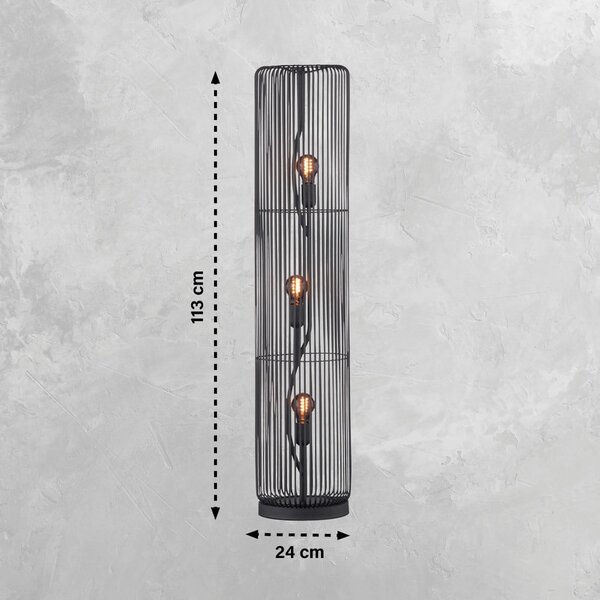 Črna stoječa svetilka (višina 113 cm) Cage – Fischer & Honsel