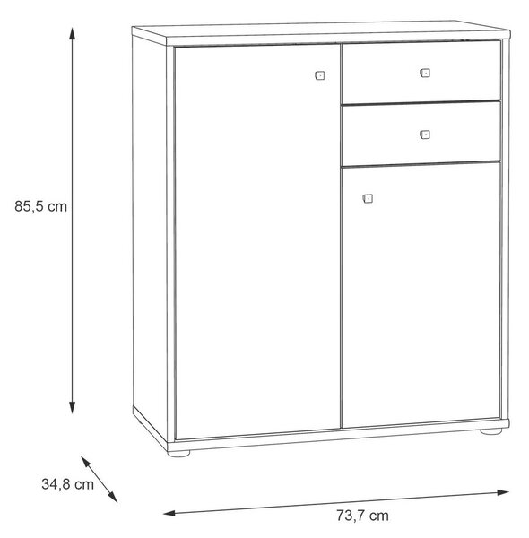KOMODA, temno rjava, sivorjava