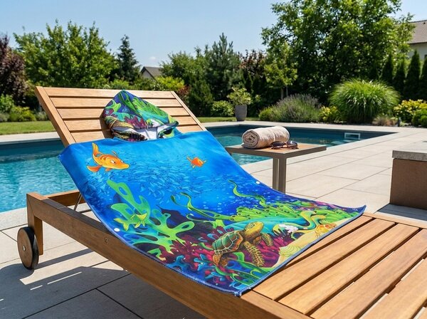 Otroški pončo LAGOON TREASURE barvni Dimenzije: 60 x 120 cm