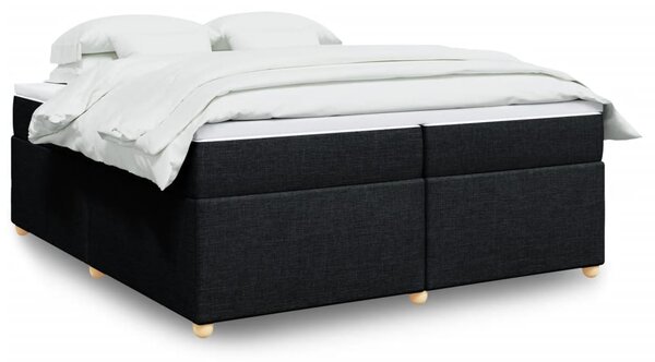 VidaXL Box spring postelja z vzmetnico črn 200x200 cm blago