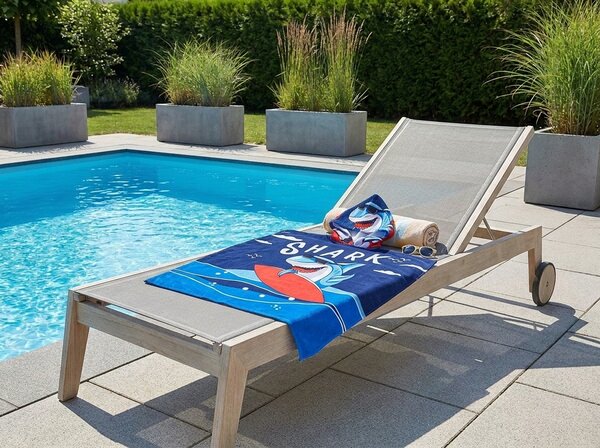 Otroški pončo SHARK moder Dimenzije: 60 x 120 cm