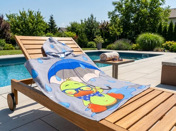 Otroški pončo DUCK SPLASH siv Dimenzije: 60 x 120 cm