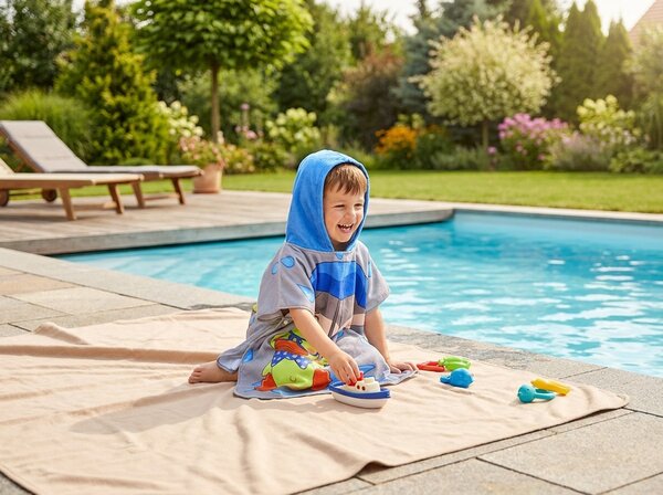 Otroški pončo DUCK SPLASH siv Dimenzije: 60 x 120 cm