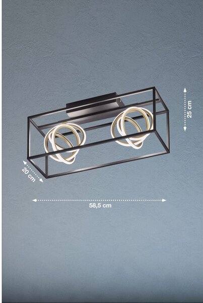 Črna LED zatemnitvena stropna svetilka 20x58,5 cm Gisi – Fischer & Honsel