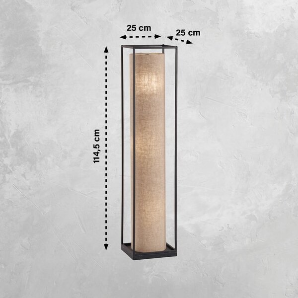 Črna/bež stoječa svetilka s tekstilnim senčilom (višina 114,5 cm) Thor – Fischer & Honsel