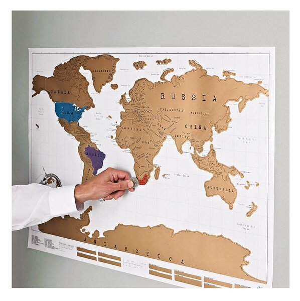 Zemljevid za praskanje 88x52 cm World Scratch Map – Ambiance