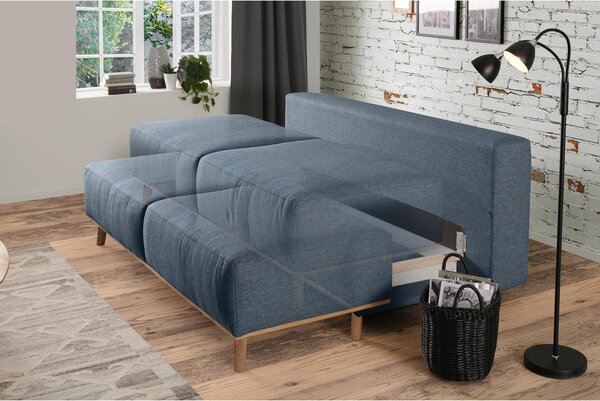 BOXSPRING ZOFA, modra, siva tekstil