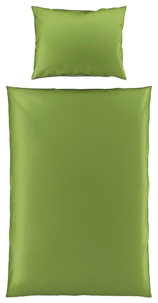OBOJESTRANSKA POSTELJNINA OLIVE 140/200 cm saten zelena