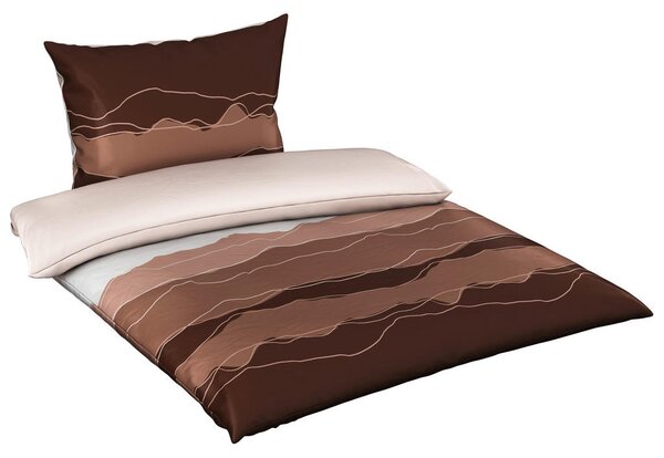 POSTELJNINA CALM LIVING 140/200 cm saten črna, bela, rjavosiva