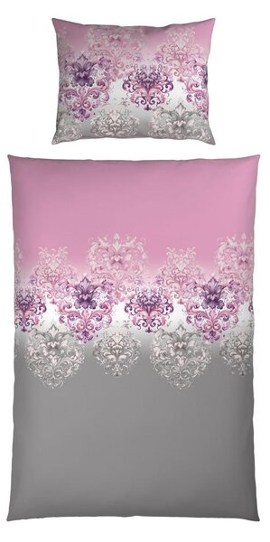OBOJESTRANSKA POSTELJNINA 140/200 cm saten siva
