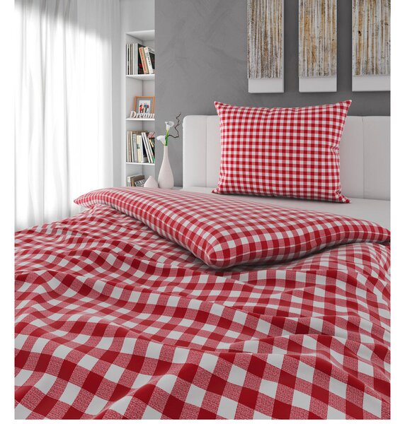 POSTELJNINA TANJA 140/200 cm saten rdeča, bela
