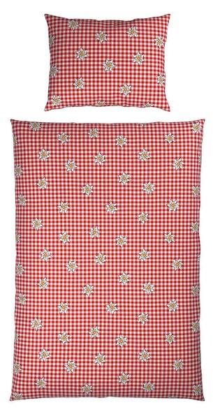 POSTELJNINA TANJA 140/200 cm saten rdeča, bela